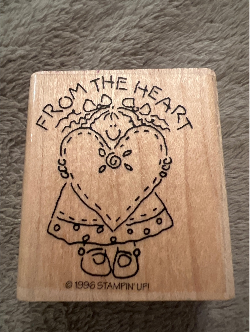 1996 Stampin' Up! 'From The Heart' Wooden Rubber Stamp